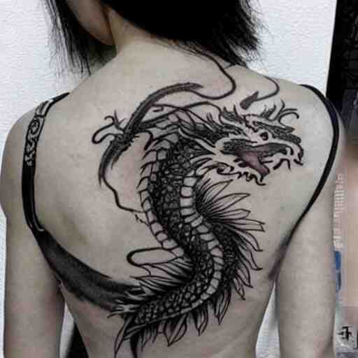 The most beautiful dragon tattoo art ever made on the human body, high detail,