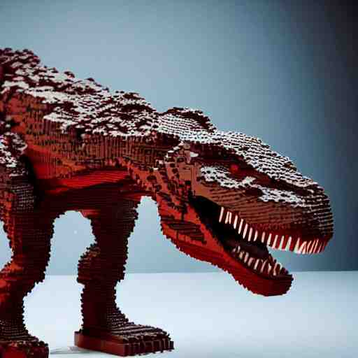 photo of a T-Rex made of Lego, cinematic drama scene, scary 8k