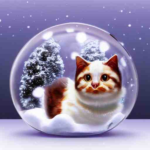 snow globe of cat cyber war, artstation, photorealism 