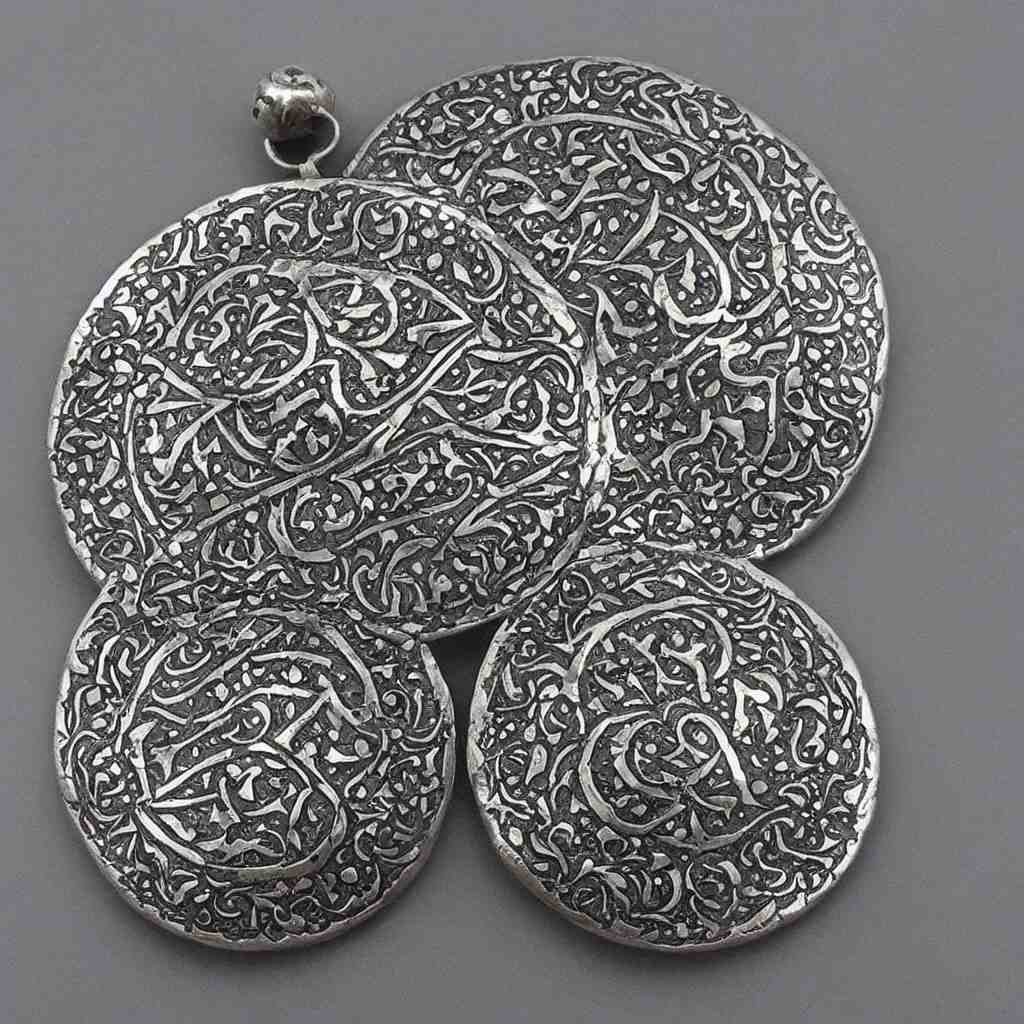 Amulet Of Ottoman inlaid in silver, realistic, clean