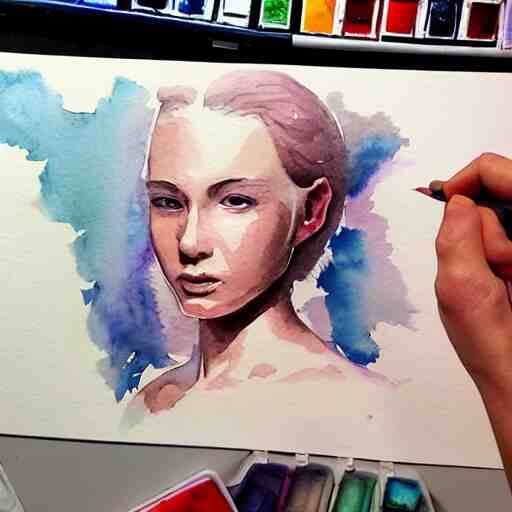 water color on paper, master painter portrait, highly detailed, artstation, masterpiece, award - winning, 