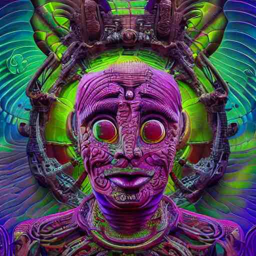 a surreal portrait statue of elon musk as a psychedelic tiki reptile stone god figure by naoto hattori, android jones, and chris dyer, deep bold colors, galactic dmt entity, depth of field, intricate beautiful painting, billions of details, octane render, portal, 8 k, detailed vector, trending on artstation, cgisociety 