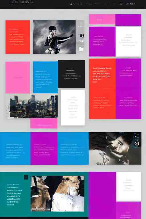 website layout for digital artist, clean modern colorful ui 