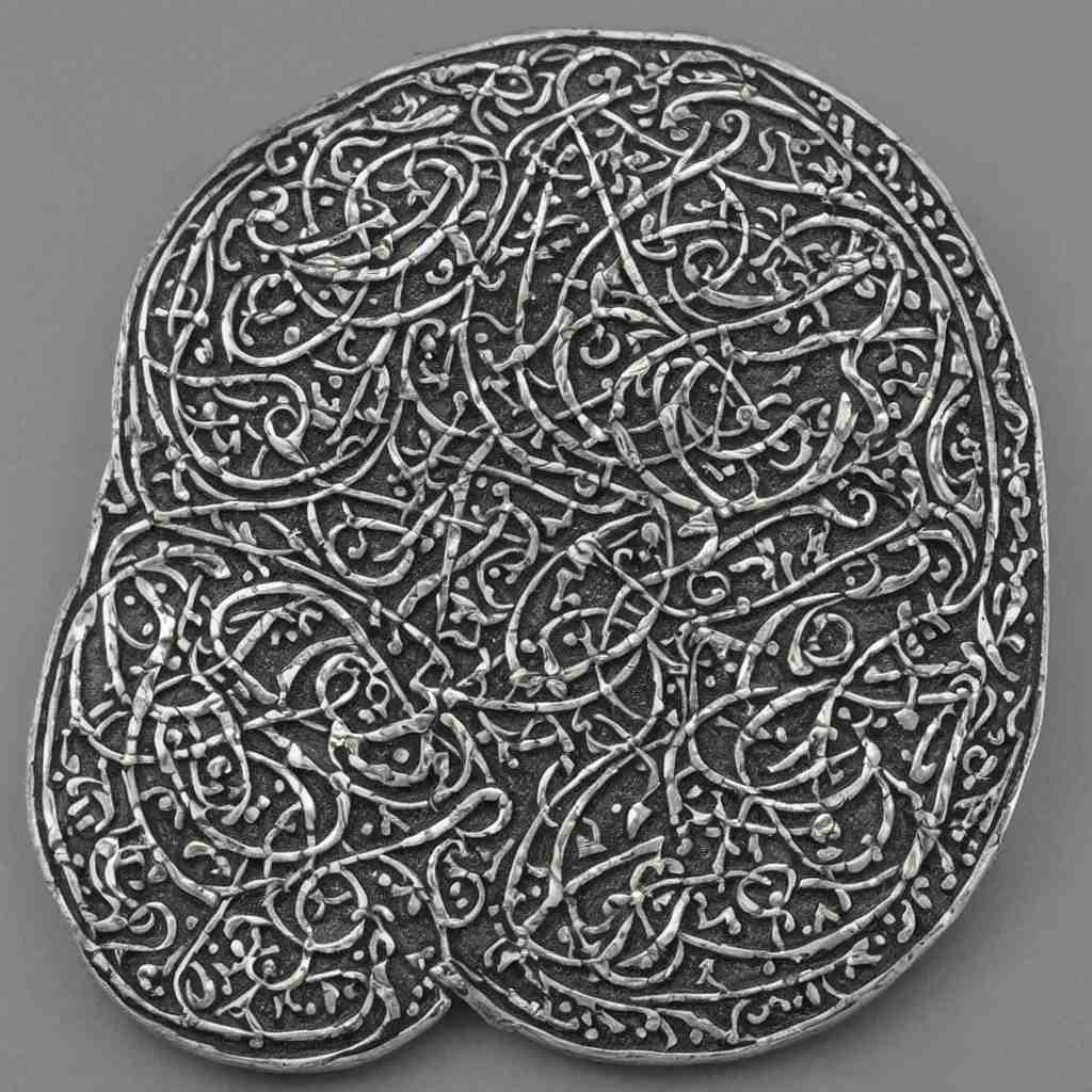 Amulet Of Ottoman inlaid in silver, realistic, clean