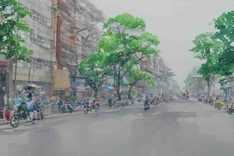 nanshan road summer watercolor trending on artstation 