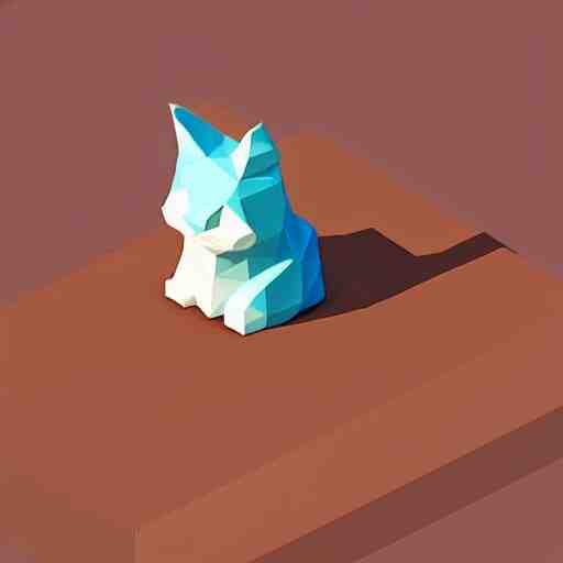 isometric cute low - poly cat using an iphone 