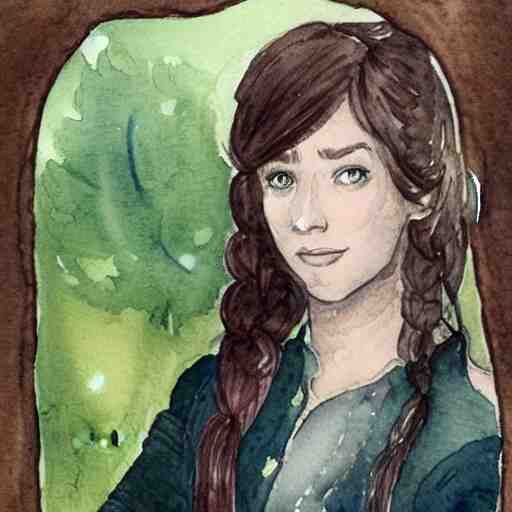 a beautiful and very detailed character concept watercolour portrait of sanna!!!!! marin!!!!!, the young female prime minister of finland as a druidic wizard 