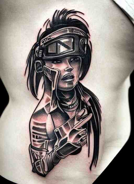 tattoo of a cyberpunk female