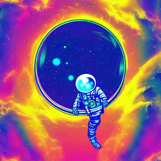 psychedelic astronaut floating in space, very colorful, digital art 