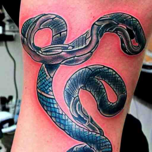 snake eating it's own tail japanese tattoo art style 