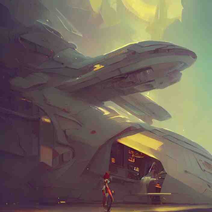 a beautiful portrait painting of an spaceship by sergey kolesov and pascal blanche and greg rutkowski andsachin teng. in style of digital art. colorful comic, symmetry, hyper detailed. octane render. trending on artstation 