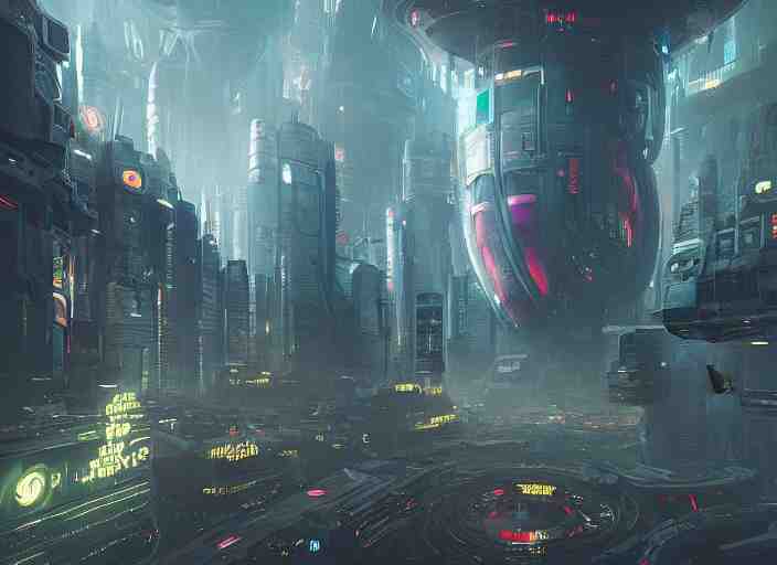 a futuristic city with a giant lovecraftian cthulu eye in the center, cyberpunk art by neil blevins, cgsociety, fantasy art, dystopian art, cryengine, redshift vibes 