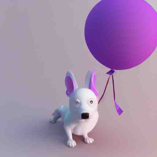 3D render of a pink balloon dog in a violet room