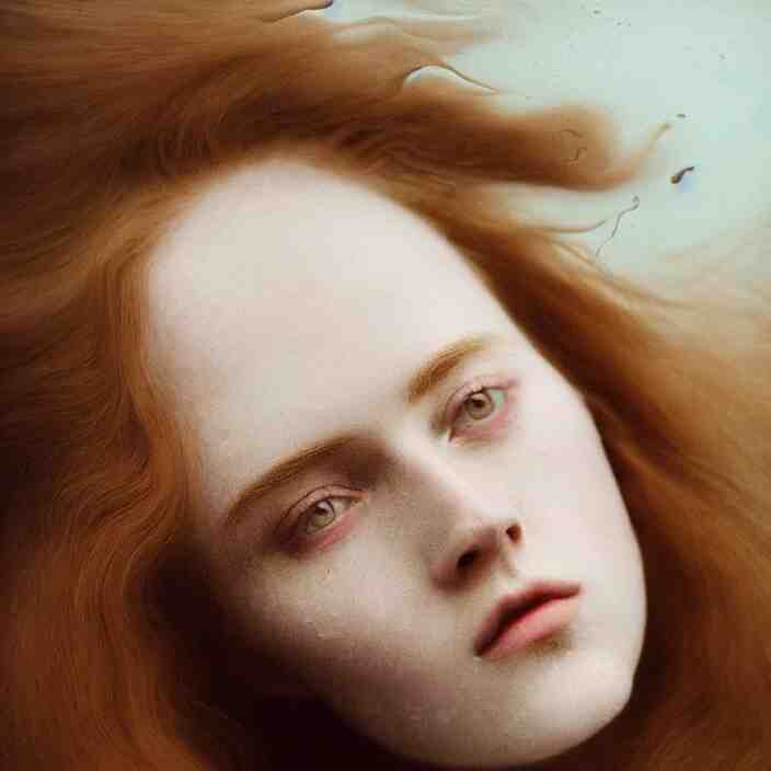 Kodak Portra 400, 8K,ARTSTATION, Caroline Gariba, soft light, volumetric lighting, highly detailed, britt marling style 3/4 ,  extreme Close-up portrait photography of a beautiful woman how pre-Raphaelites,inspired by Ophelia paint, the face emerges from water of Pamukkale, underwater face, hair are intricate with highly detailed realistic beautiful flowers , Realistic, Refined, Highly Detailed, interstellar outdoor soft pastel lighting colors scheme, outdoor fine art photography, Hyper realistic, photo realistic