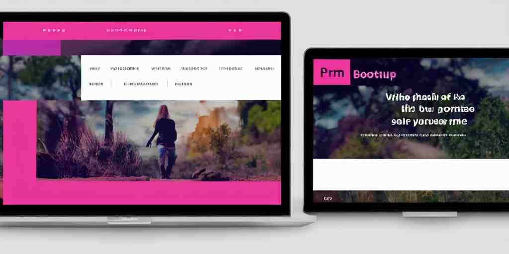 bootstrap ui of promo web page, with contrast elements on main screen with colourful visualisation 