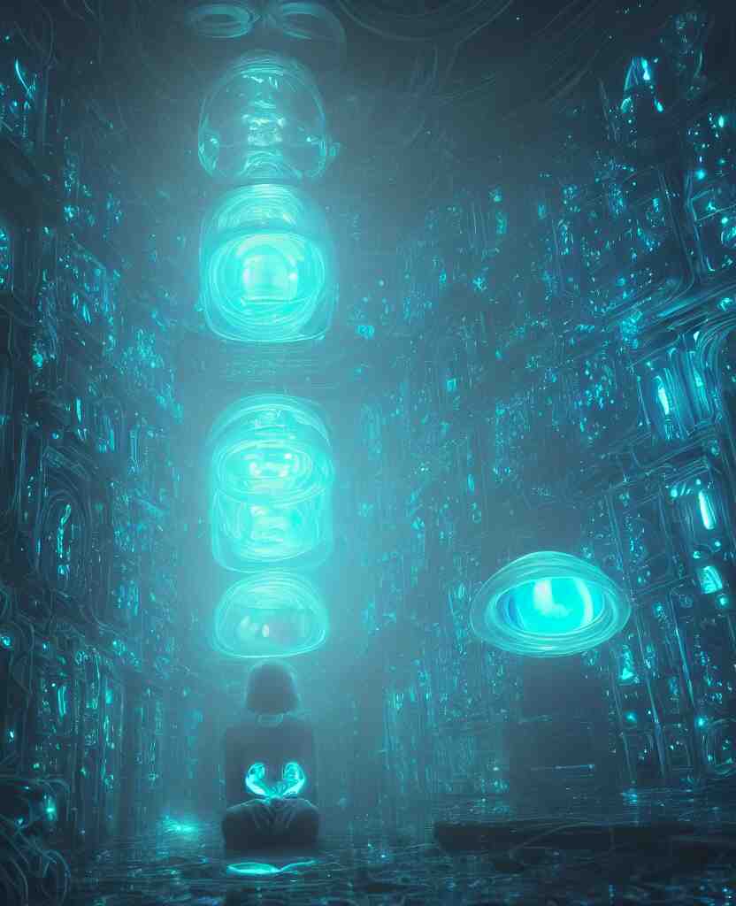 trapped in my conscious, sky falling, look me inside of my eyes, transparent holographic being, holographic, bioluminiscent creatures, intricate artwork by beeple. octane render, trending on artstation, greg rutkowski very coherent symmetrical artwork. cinematic, hyper realism, high detail, octane render, 8 k 