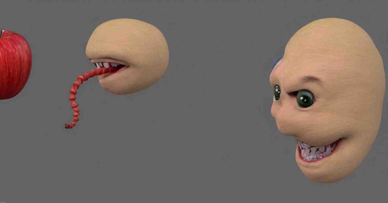 Apple worm with face of Donald Trump, render in Vray