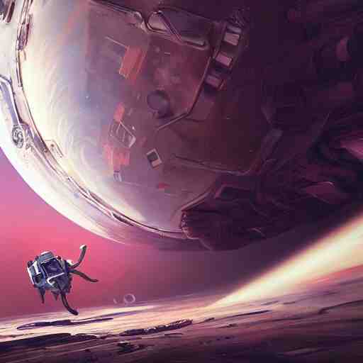 futuristic astronaut falling through jovian clouds in jupiter, psychedelic cyberpunk art by cedric peyravernay, highly detailed, excellent composition, cinematic concept art, dramatic lighting, trending on artstation 