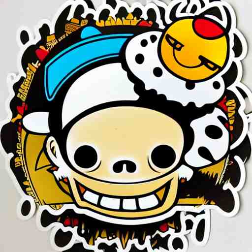 die cut sticker, tony chopper of one piece, splatter paint 