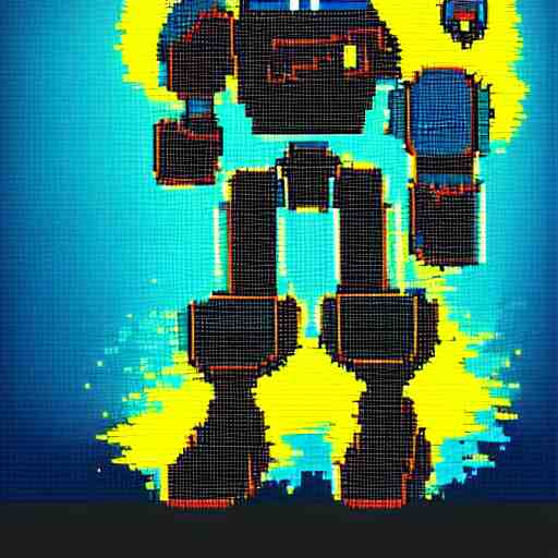 robot knight, highly detailed pixel art, 1 2 8 bit 