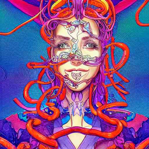 the face of a ridiculously beautiful and pretty woman partially made of onion rings of all colors looking up, an ultrafine detailed illustration by james jean, final fantasy, intricate linework, bright colors, behance contest winner, vanitas, angular, altermodern, unreal engine 5 highly rendered, global illumination, radiant light, detailed and intricate environment 