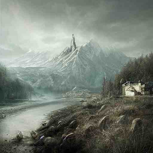 michal karcz grunge painting of a beautiful landscape. , detailed, elegant, intricate, 4k,