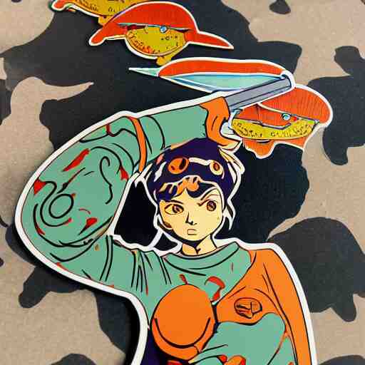 die cut sticker, nausicaa, splatter paint 