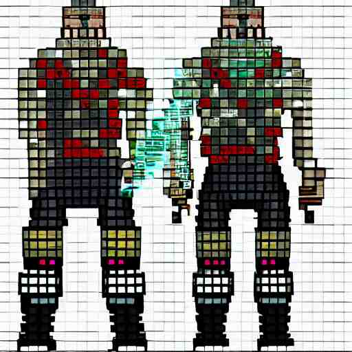 cyberpunk character, pixel art, full  body