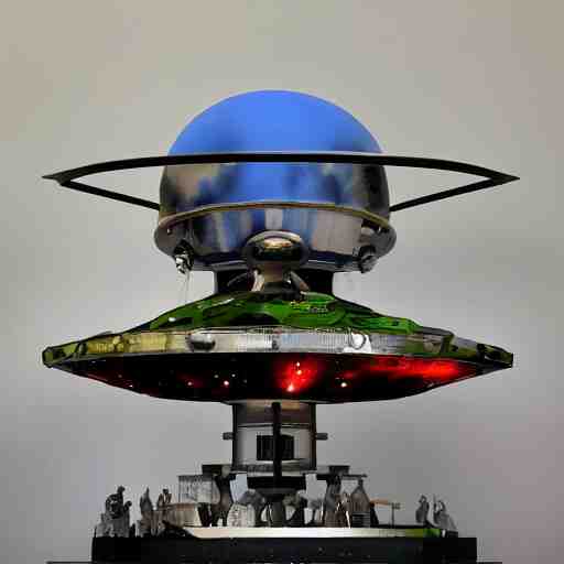 ufo sculpture toy on display 