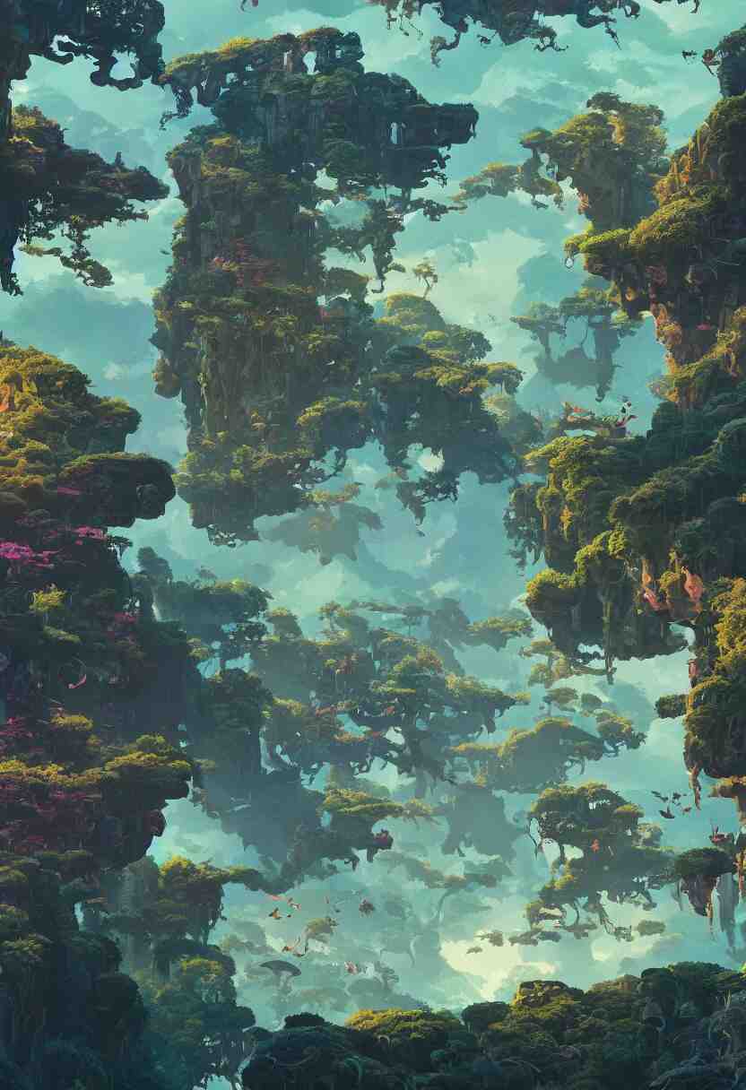 Landscape from the Movie Avatar, artstation winner by Victo Ngai, Kilian Eng and by Jake Parker, vibrant colors, winning-award masterpiece, fantastically gaudy, aesthetic octane render, 8K HD Resolution