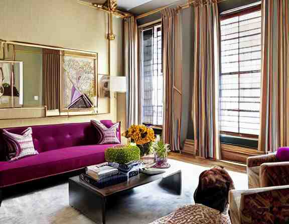 apartment designed by nate berkus, rich royal colors 