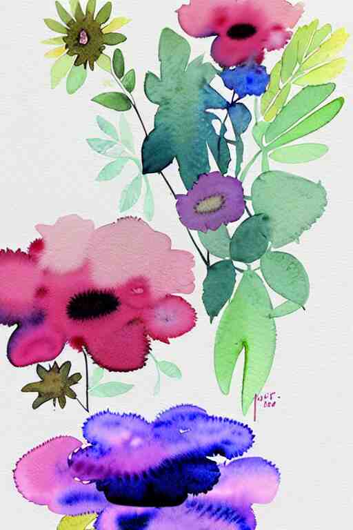 loose watercolor flowers by prafull sawant and michał jasiewicz and eudes correia 