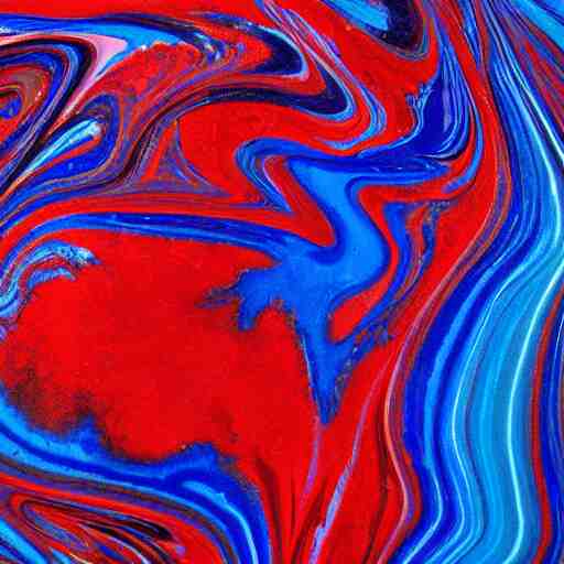 wet paint marbling, red and blue duotone 