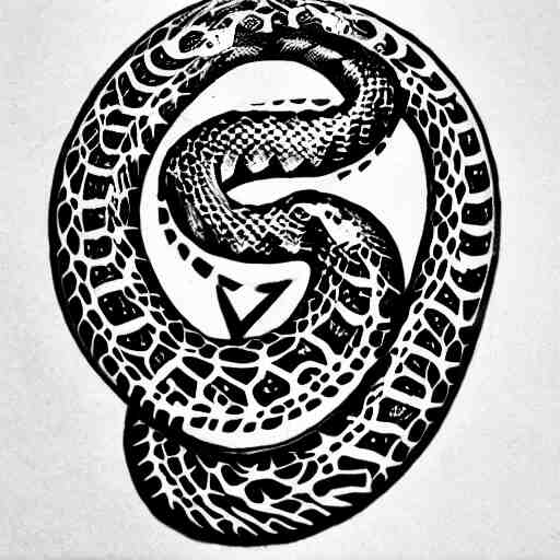 tattoo design, stencil, tattoo stencil, traditional, a snake surrounded by flowers