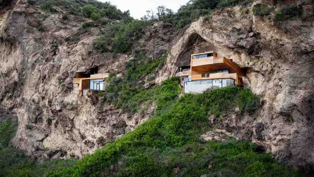 house built on the side of a cliff, award winning photo