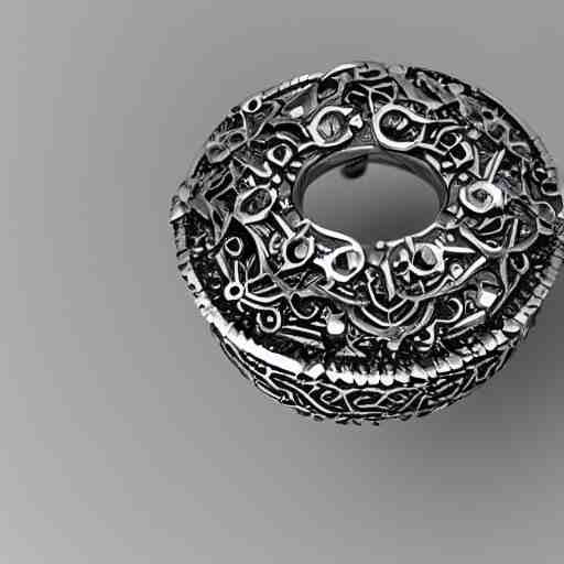 intricate!! nordic ring and necklace and ear, silver and gold and diamond, isolated on a white background and a flower in the background, refraction, occlusion, filigree, lower and upper levels, keyshot render, octane render, vray render 