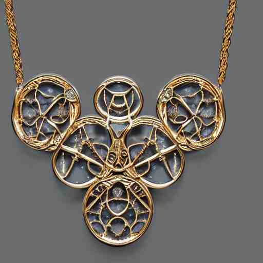 jewelry inspired by leonardo da vinci , symmetrical, high detail, product photo