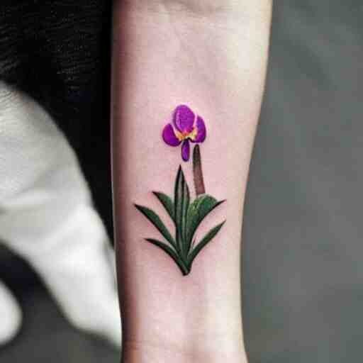 simple tattoo of an orchid sprouting from the earth