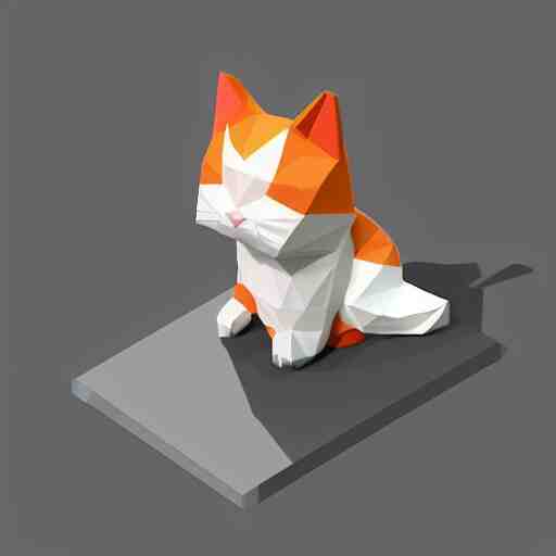 cat, white background, isometric, low poly