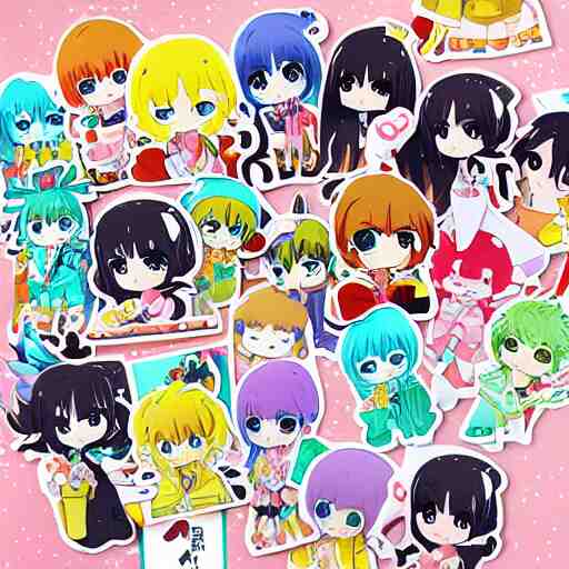 kawaii anime sticker, solo, 