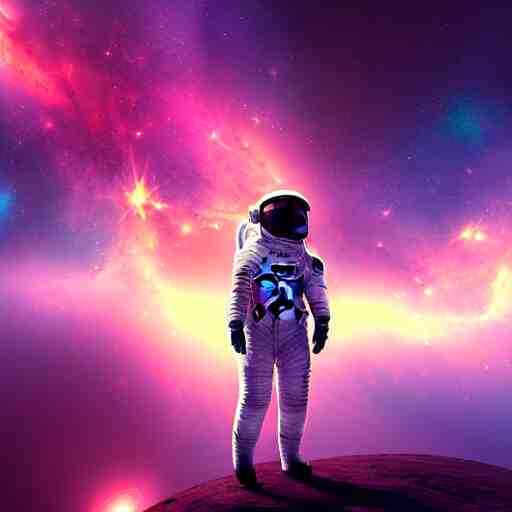 astronaut looking at a nebula , digital art , trending on artstation , hyperdetailed , matte painting , CGSociety