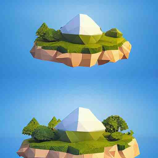 a floating island on an ocean isometric art, low poly art, game art, artstation, 3D render, cgsociety, unreal engine 5