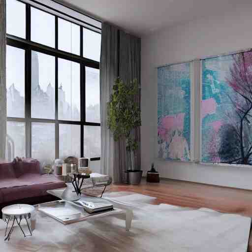 modern loft overlooking central park in a blizzard, sketch over watercolor lines, artstation, pastels, octane, unreal engine, dynamic 