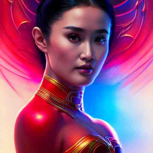 heart evangelista as darna, volumetric lights, red and cyan theme, art nouveau botanicals, intricate, highly detailed, digital painting, artstation, concept art, smooth, sharp focus, cinematic, illustration, beautiful face 