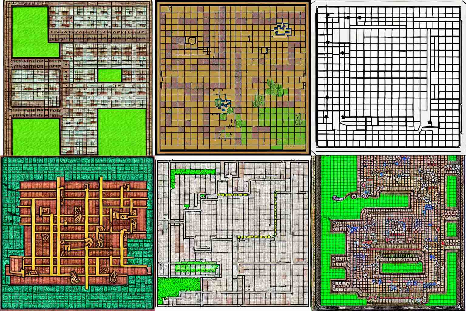 dungeon map in the style of dungeons and dragons, 1 inch grid
