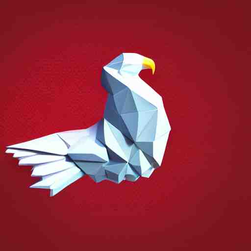 low poly, vector, white eagle icon, in a book, red background, cgsociety, artstation, octane render