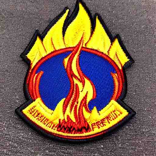 fire station flame embroidered patch retro design 