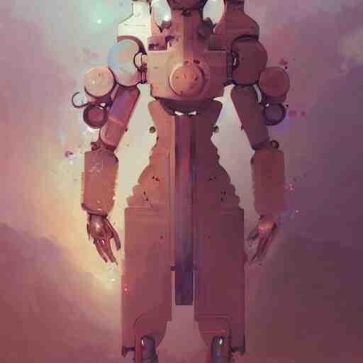 a beautiful illustration of a humanoid robot monk by pete mohrbacher and guweiz and josan gonzalez, graphic novel 