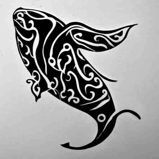 concept tattoo design, stencil, whale, magestic 