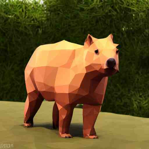 cute low-poly capybara, 4k, hd